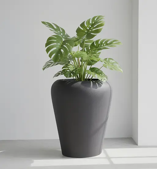 Charcoal Stone Finish Tall Planter